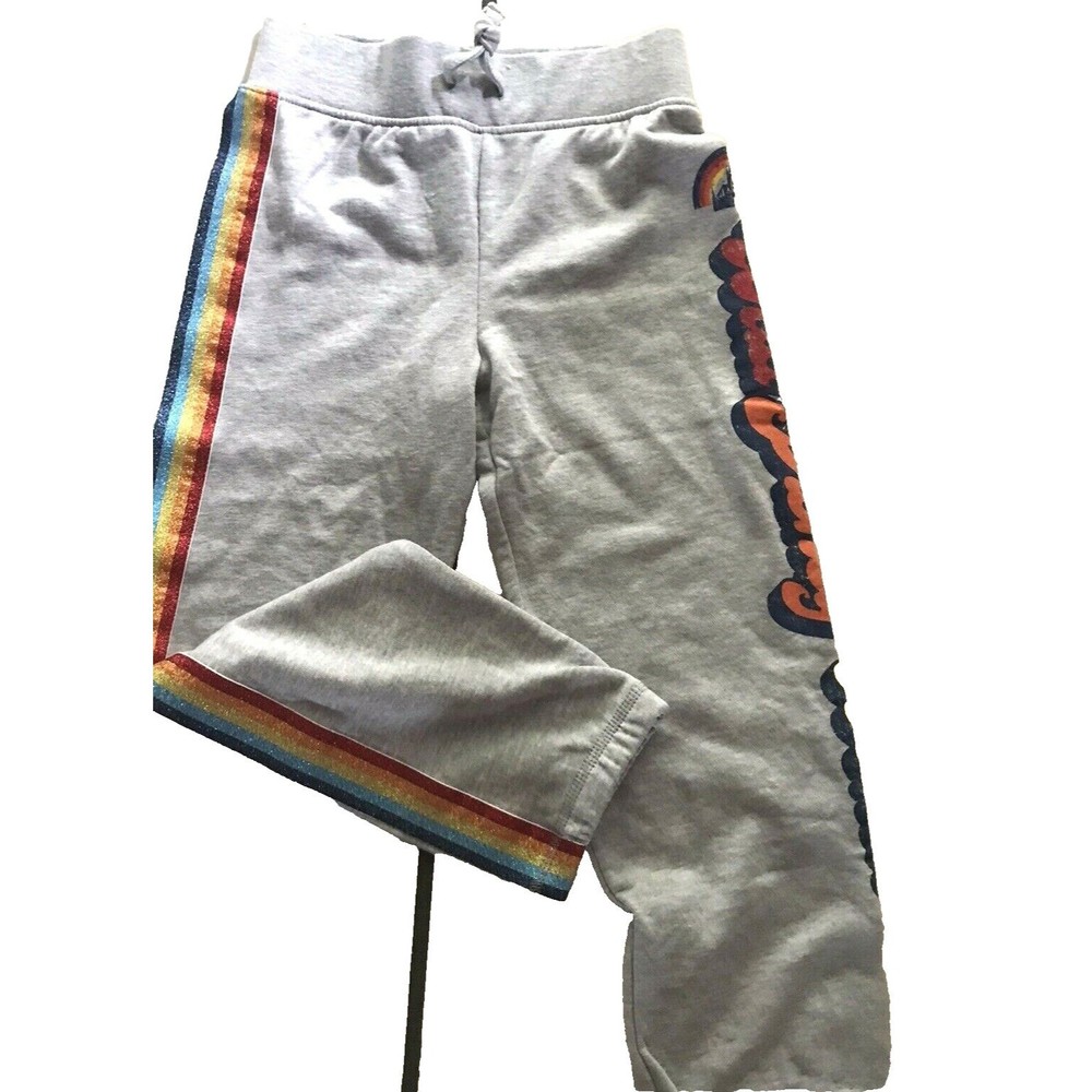 Disney Parks Walt Disney World Retro Grey Rainbow Youth Joggers Pants Sz SM